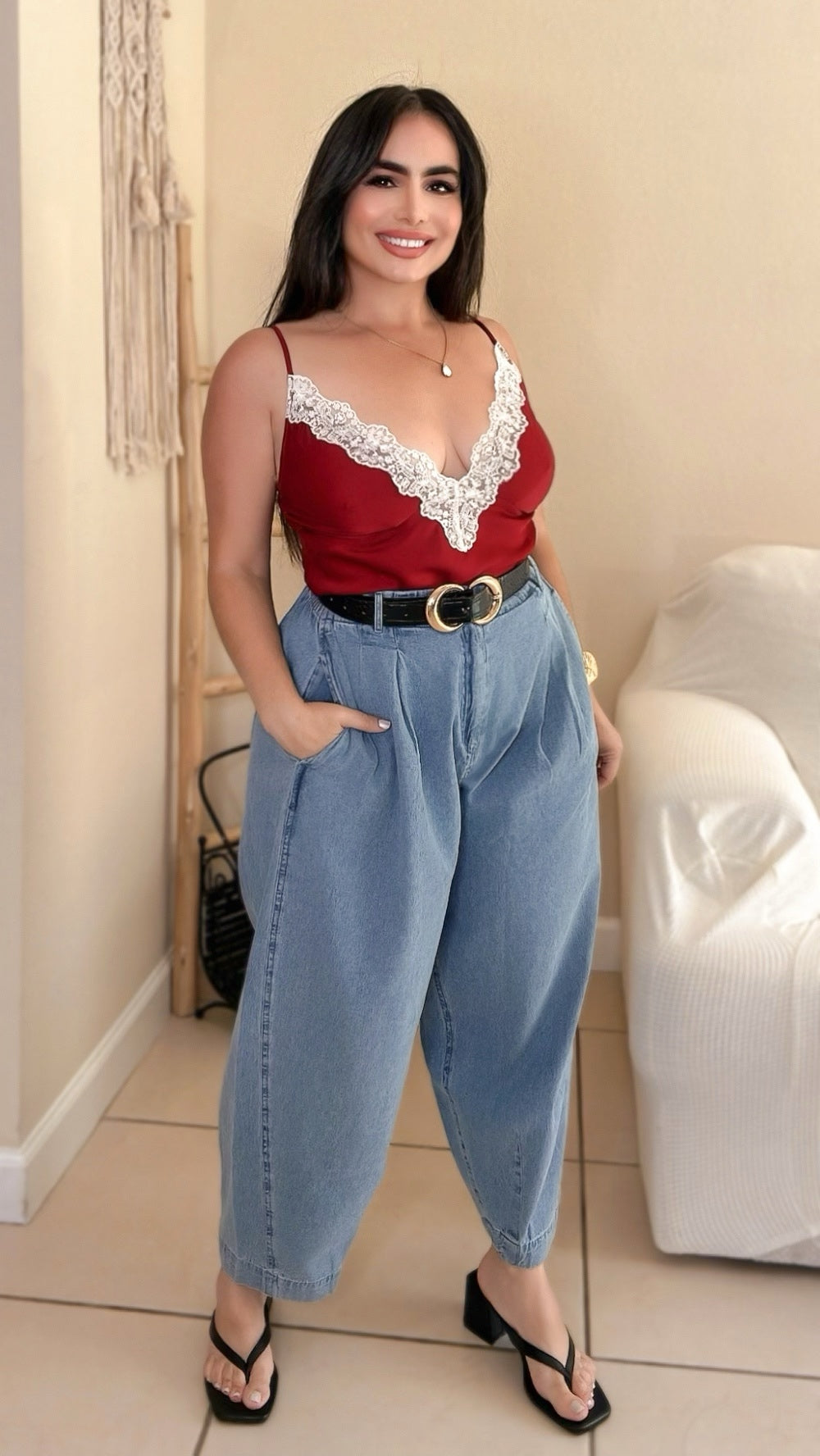 Lace Luxe Blouse (Burgundy)