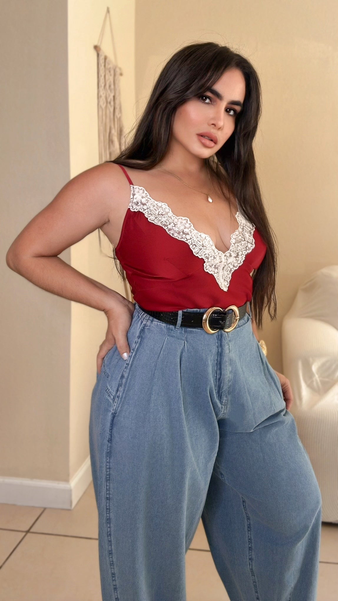 Lace Luxe Blouse (Burgundy)