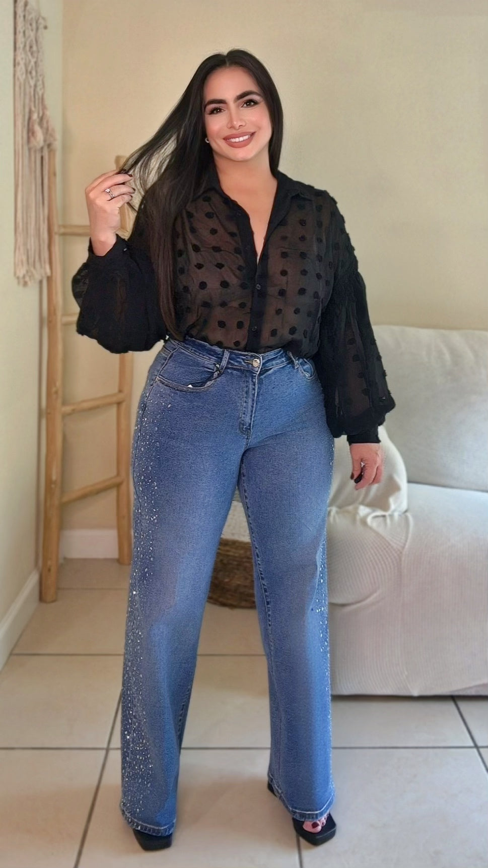 Bohemian Glow Blouse (Black)