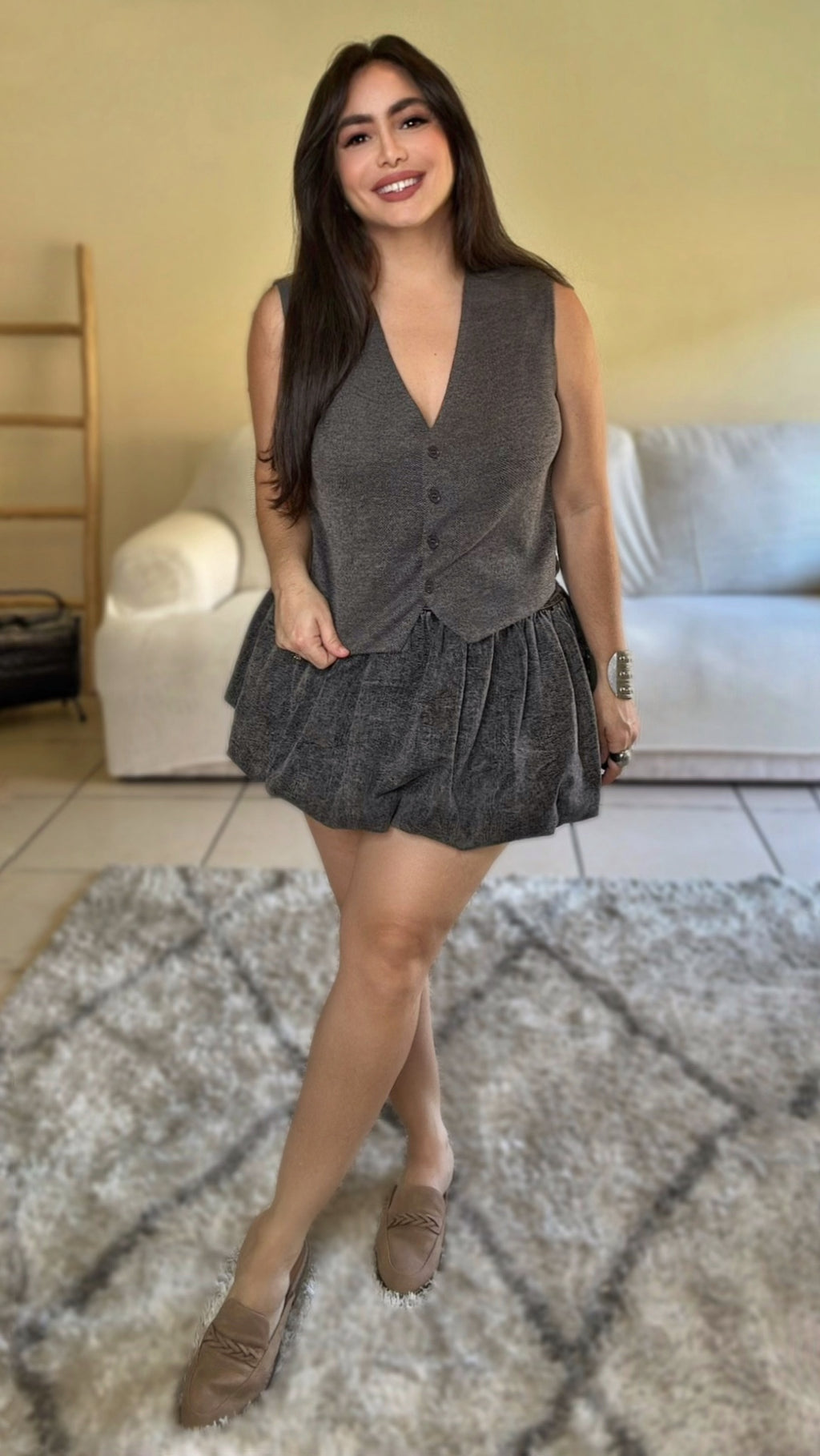 Leila Bubble Denim Skirt