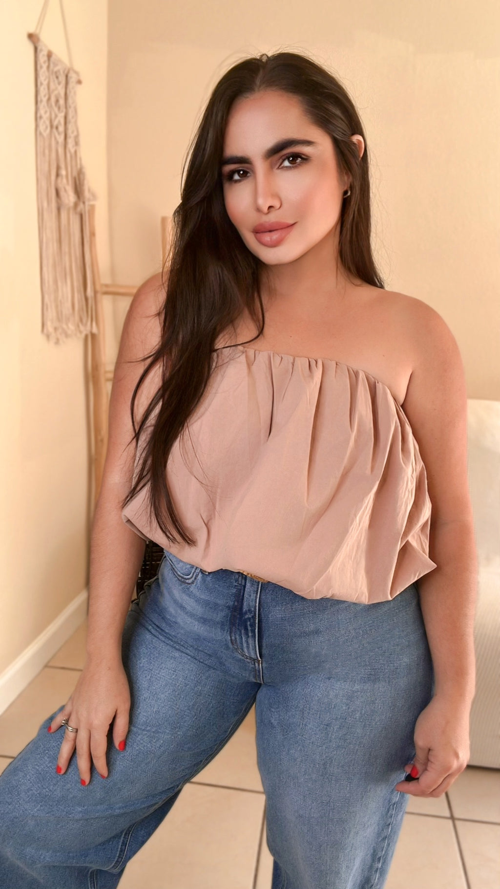 Bella Bubble Top (Taupe)