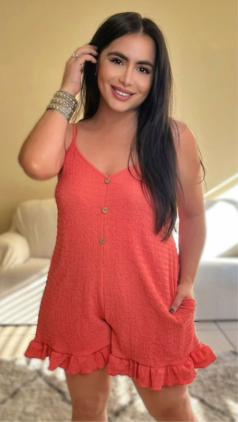 The Eira Romper (Coral)