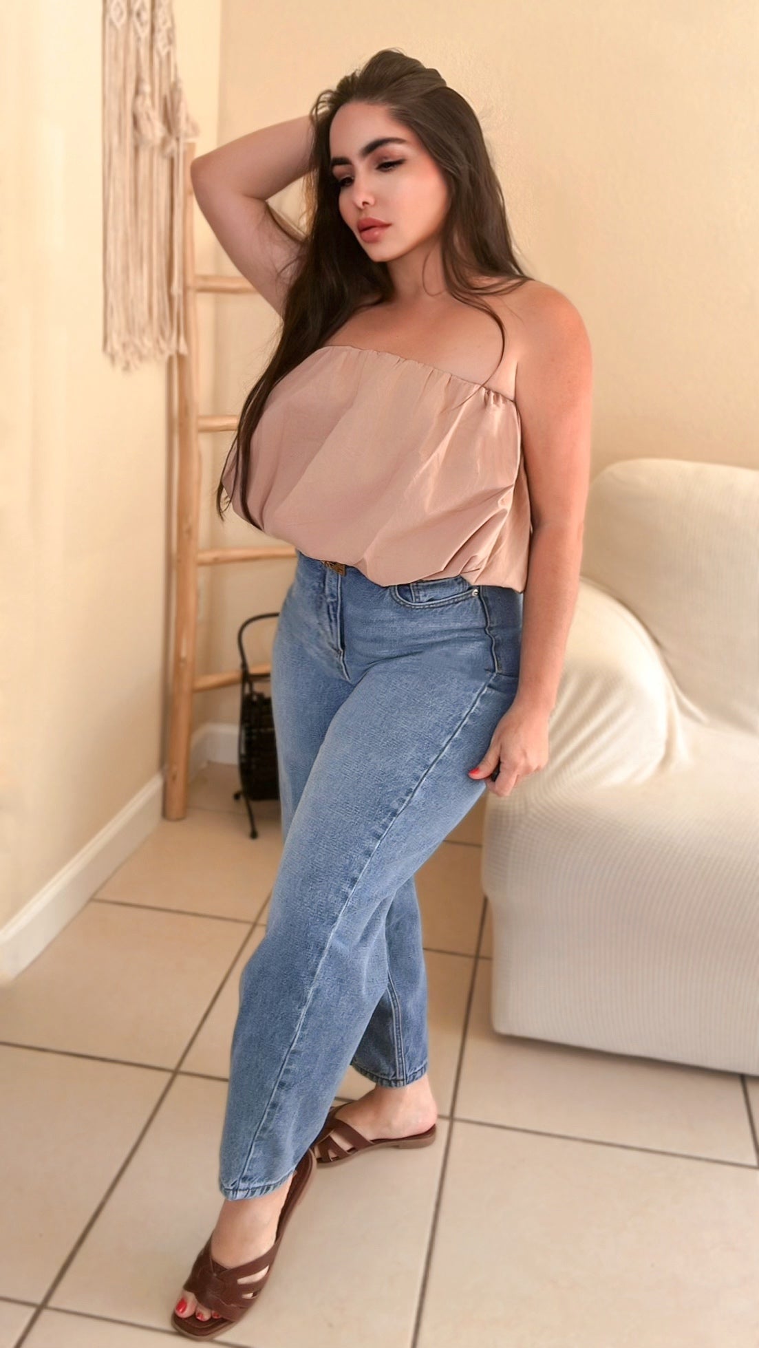 Bella Bubble Top (Taupe)