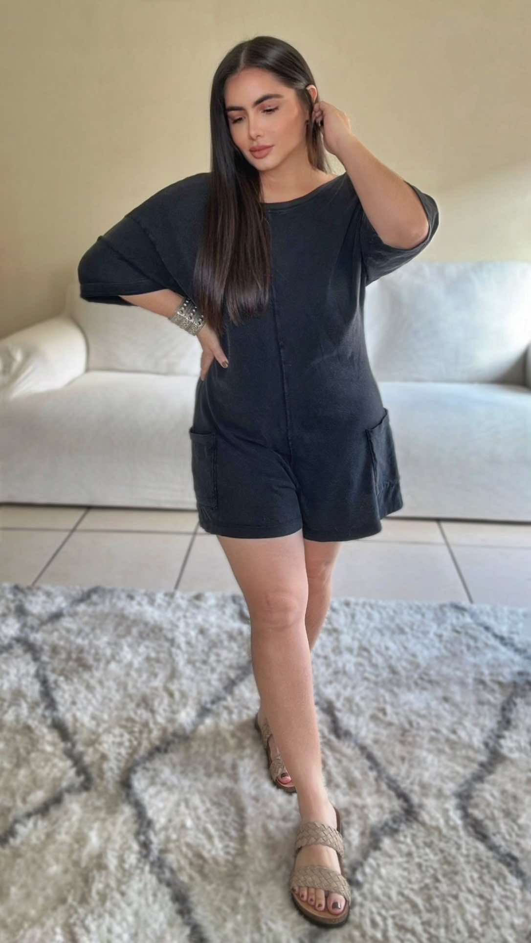 The Lina Romper (Ash Black)