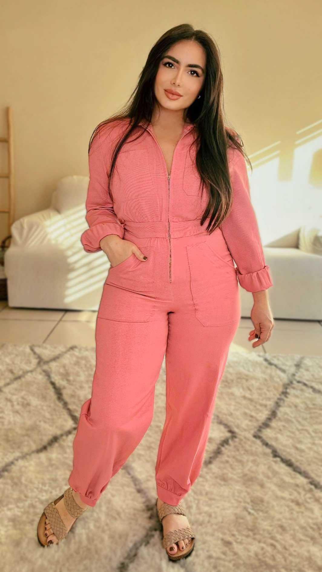 The Zoe Denim Jumpsuit (Rose)