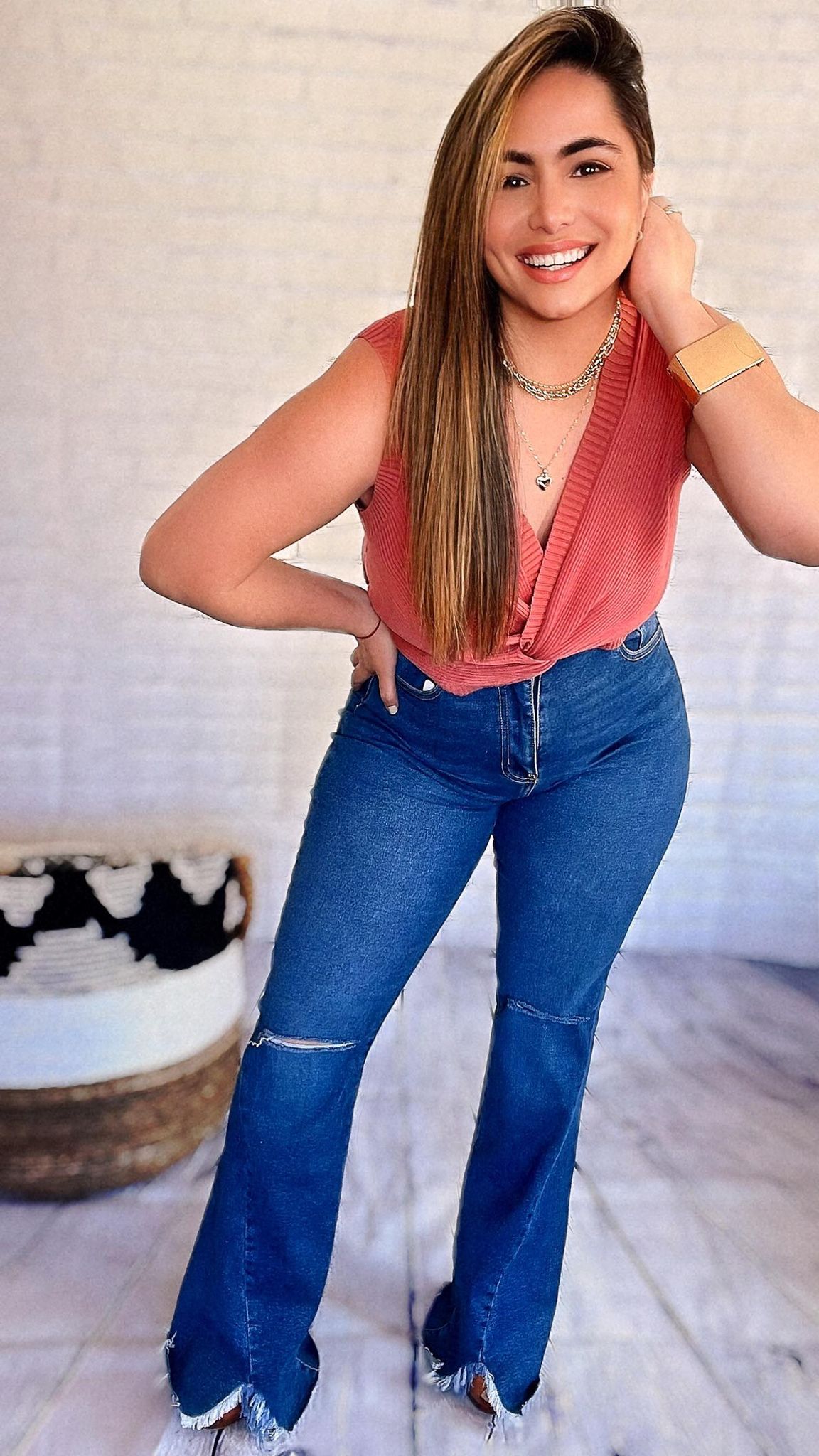 Front Split High Waisted Jeans
